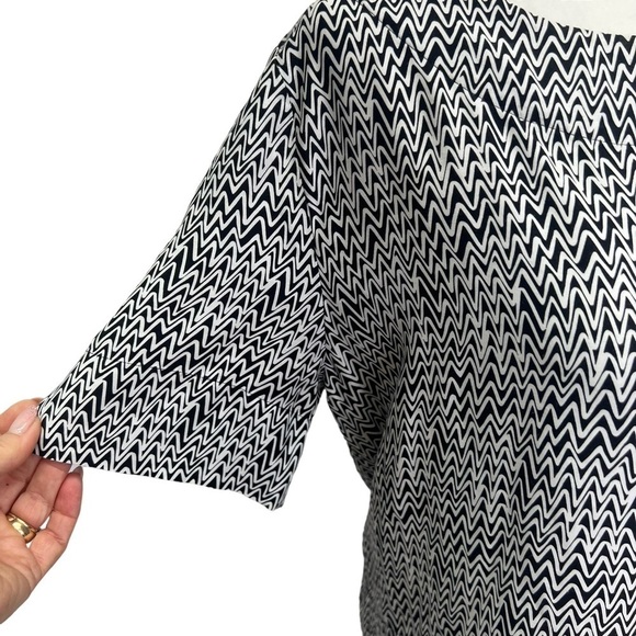 Kate Spade Saturday Zig Zag Black And White Silk Blouse Size S - Picture 4 of 9